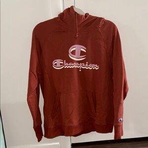 Champion Red Sweater with Classic Logo and Long Sleeves